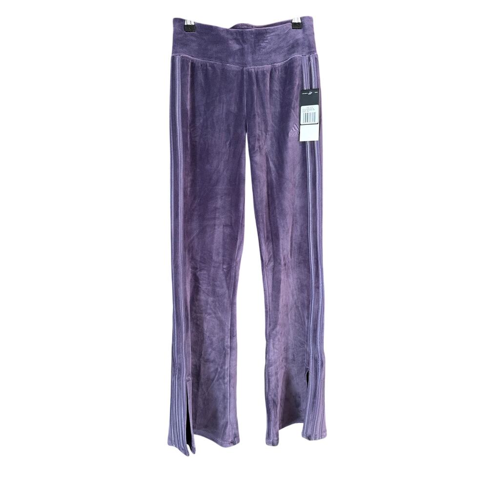 Adidas Girl's Dark Purple Vented Velour Flare Leg Pants Size Large L 14 New